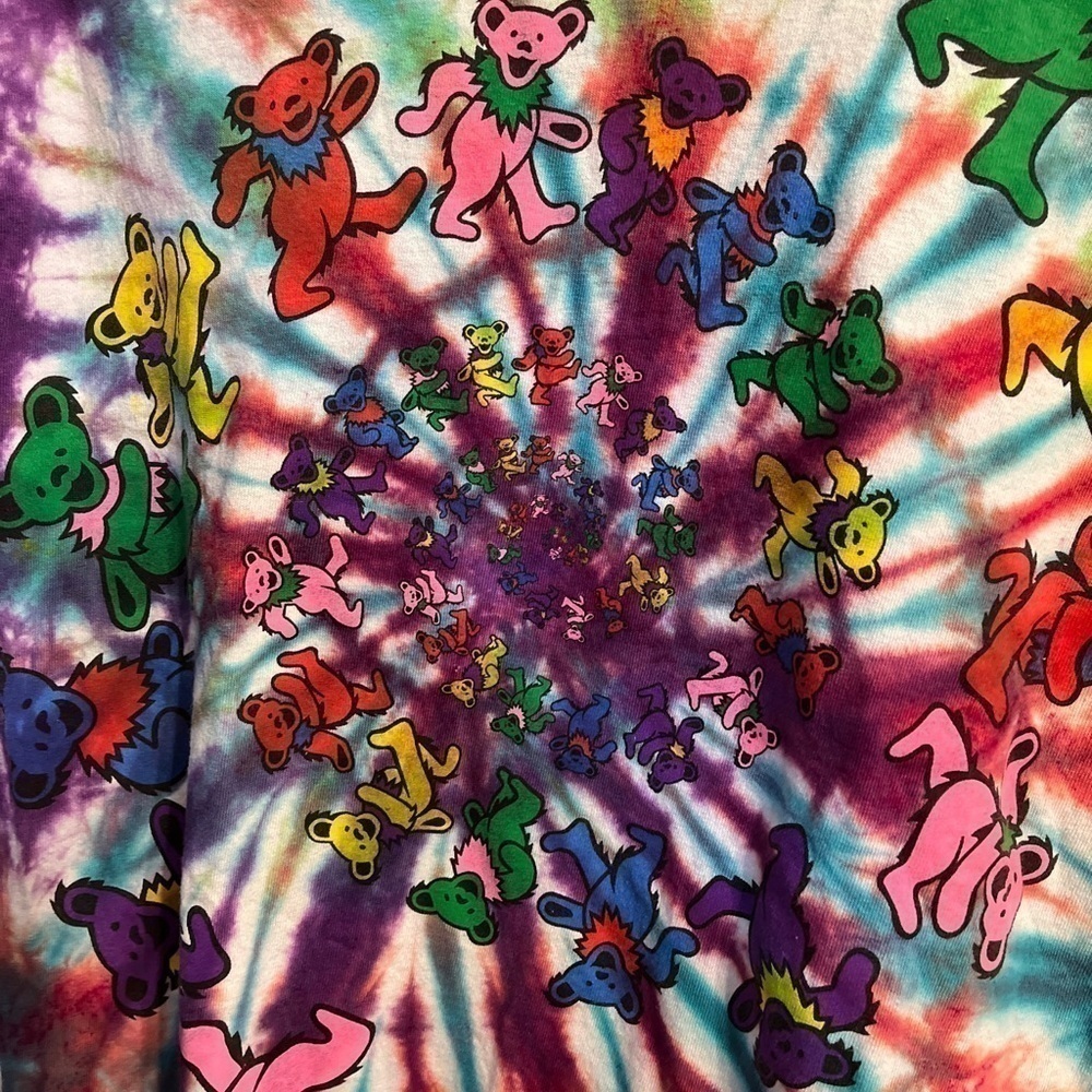 Grateful Dead T Shirt Medium Spiral Dancing Bears Tie Dye Rainbow - Picture 2 of 4